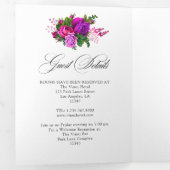 ヴィンテージ明るい赤紫色とパープルシャビーフローラ結婚ズ 三つ折り招待状 (内部最初)