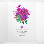 ヴィンテージ明るい赤紫色とパープルシャビーフローラ結婚ズ 三つ折り招待状 (内部中)