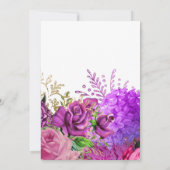 ヴィンテージ明るい赤紫色とパープルシャビーフローラ結婚ズ 招待状 (裏面)