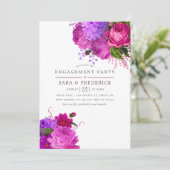 ヴィンテージ明るい赤紫色とパープルシャビー婚約パーティ 招待状 (スタンド正面)