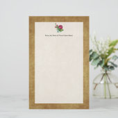 ヴィンテージ明るい赤紫色バラ 便箋 (スタンド正面)