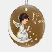 ヴィンテージ星のオーナメントとの少し天使 セラミックオーナメント (左)