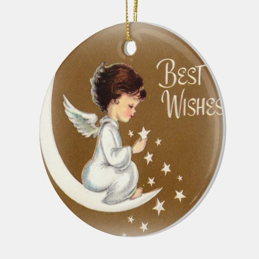 ヴィンテージ星のオーナメントとの少し天使 セラミックオーナメント (左)