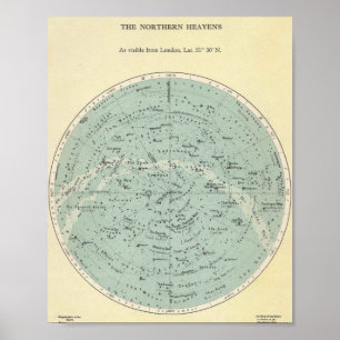 ヴィンテージ星図 – 北天国 ポスター