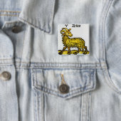 ヴィンテージ星座のサイン、牡羊座のラム 缶バッジ (インサイチュ)