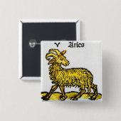 ヴィンテージ星座のサイン、牡羊座のラム 缶バッジ (正面&裏面)