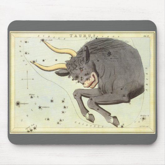 ヴィンテージ星座占星術 牡牛座 牡牛座の星座 マウスパッド (正面)