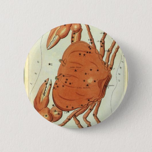 ヴィンテージ星座占星術・蟹座・蟹星団 缶バッジ (正面)