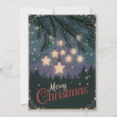 ヴィンテージ星空の夜のクリスマスの挨拶 シーズンカード (正面)