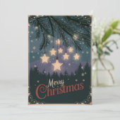 ヴィンテージ星空の夜のクリスマスの挨拶 シーズンカード (スタンド正面)