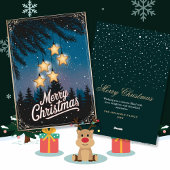 ヴィンテージ星空の夜クリスマスグリーティングホリデーC シーズンカード