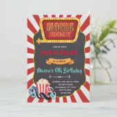 ヴィンテージ映画の夜の誕生日パーティーへの招待 招待状 (スタンド正面)