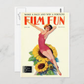 ヴィンテージ映画の楽しみ表紙 - 水着の美人 ポストカード (正面/裏面)