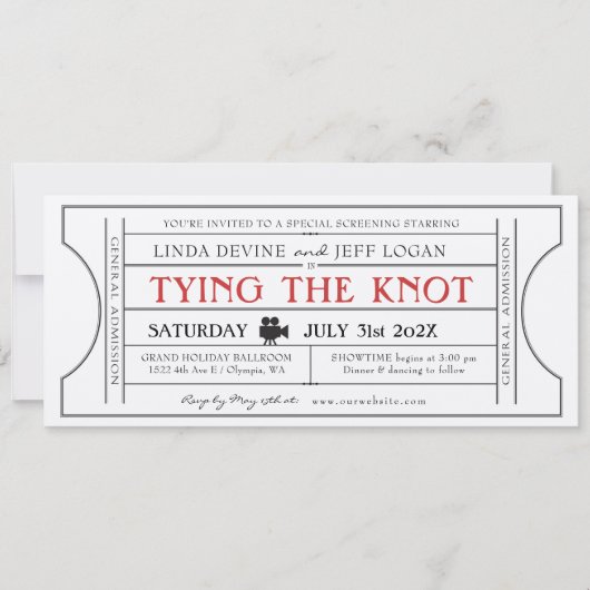 ヴィンテージ映画の結婚式招待状 招待状 (正面)