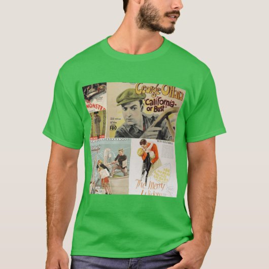 ヴィンテージ映画の絵モザイク 5 楽しい Tシャツ (正面)