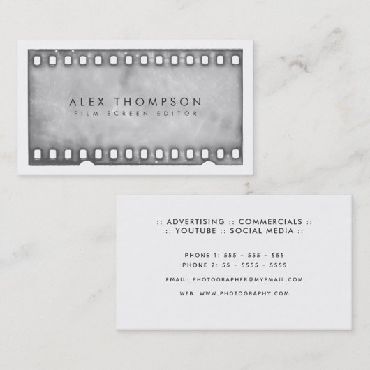 ヴィンテージ映画エディタービデオYouTube 名刺 (正面/裏面)