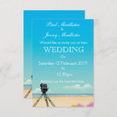 ヴィンテージ映画カメラの結婚式招待状 招待状 (正面/裏面)