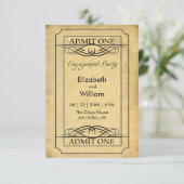 ヴィンテージ映画チケットエンゲージメントパーティーカード 招待状 (スタンド正面)