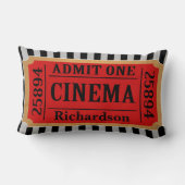 ヴィンテージ映画チケットストライプ&ファミリ名 ランバークッション (裏面)