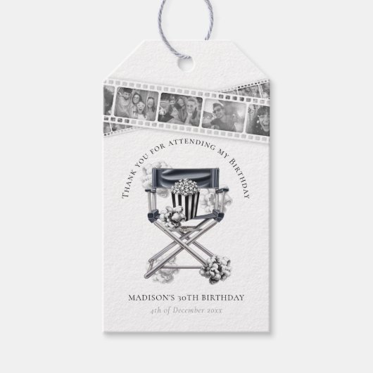 ヴィンテージ映画ナイト大人誕生日 ギフトタグ (正面)