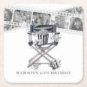 ヴィンテージ映画パーティー大人誕生日カスタム スクエアペーパーコースター (正面)