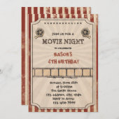 ヴィンテージ映画夜誕生日のパーティの招待状 招待状 (正面/裏面)