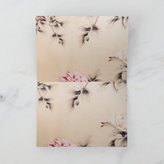 ヴィンテージ春のダブルハピネス/中華結婚式 サンキューカード (内部)