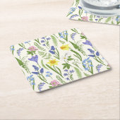 ヴィンテージ春の花とハーブ スクエアペーパーコースター (アングル)