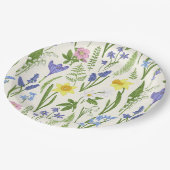 ヴィンテージ春の花とハーブ ペーパープレート (アングル)