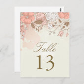 ヴィンテージ春の花テーブル番号はがき ポストカード (正面/裏面)