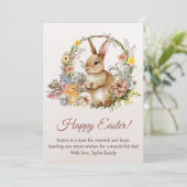 ヴィンテージ春の花ハッピーイースターバニー シーズンカード (スタンド正面)