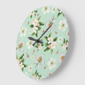 ヴィンテージ春の花模様 ラージ壁時計 (傾斜)