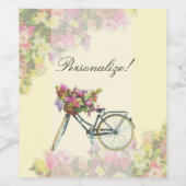 ヴィンテージ春の花自転車 ワインラベル (シングルラベル)
