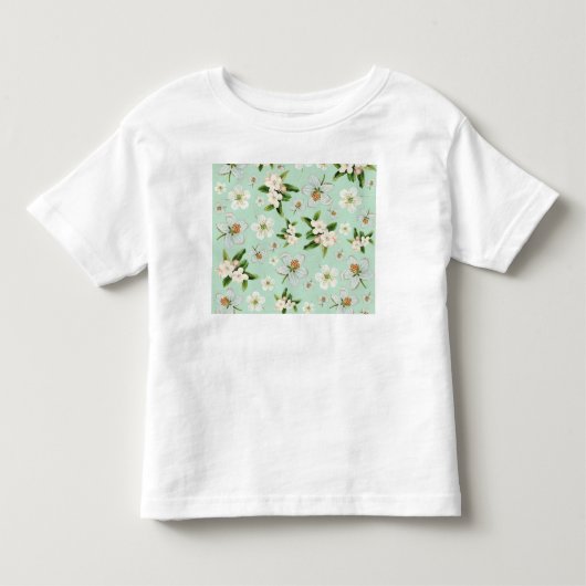 ヴィンテージ春の花開きパターン トドラーTシャツ (正面)