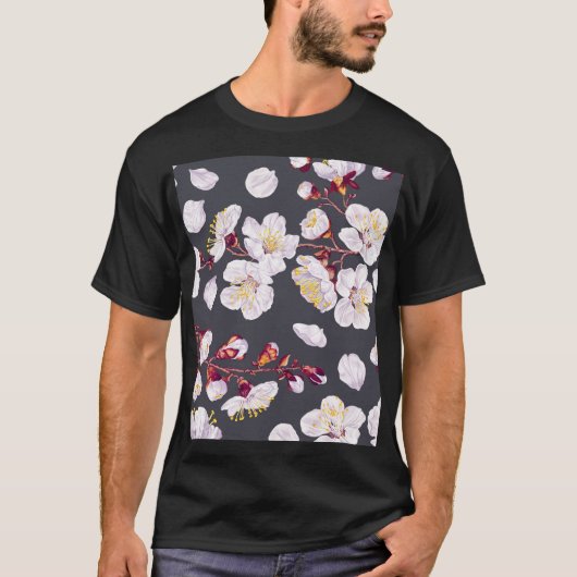 ヴィンテージ春の花:詳細壁紙。 Tシャツ (正面)