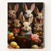 ヴィンテージ春イースターエッグバスケットバニーホップ ノートブック (裏面)