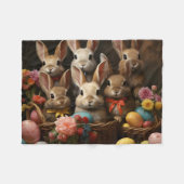 ヴィンテージ春イースターエッグバスケットバニーホップ フリースブランケット (正面(横))