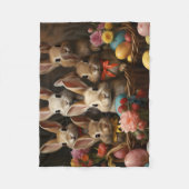 ヴィンテージ春イースターエッグバスケットバニーホップ フリースブランケット (正面)