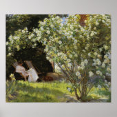 ヴィンテージ春カントリーガーデンウィズホワイトローズ ポスター (正面)