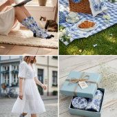 ヴィンテージ春スタイルブルーフローラルパターン ソックス