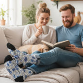 ヴィンテージ春スタイルブルーフローラルパターン ソックス