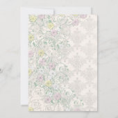 ヴィンテージ春ダマスクと花の結婚式の招待 招待状 (裏面)