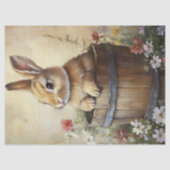 ヴィンテージ春バニー木樽ワイルドフラワー 薄葉紙 (正面)