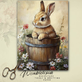 ヴィンテージ春バニー木樽ワイルドフラワー 薄葉紙