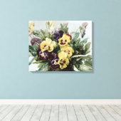 ヴィンテージ春パンジー キャンバスプリント (インサイチュ (ウッドフロア))