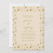 ヴィンテージ春ピンクグリーンフローラブライダルシャワー 招待状 (正面)