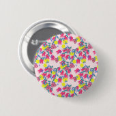 ヴィンテージ春ピンクチューリップフラワーブロッサム 缶バッジ (正面&裏面)