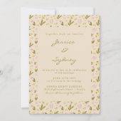 ヴィンテージ春ピンク緑の花のフローラ結婚ズ 招待状 (正面)