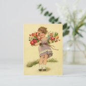 ヴィンテージ春フラワーガール ポストカード (スタンド正面)