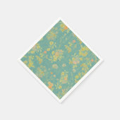 ヴィンテージ春フローラティール（緑がかった色）パターン スタンダードカクテルナプキン (角)